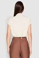 Womens Cap Sleeve Cropped Shirt,