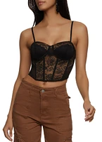 Womens Floral Lace Corset Bustier Top,