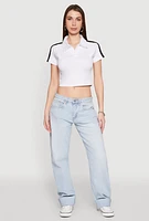 Womens Since 1984 Graphic Cropped Polo Shirt, White, Size M
