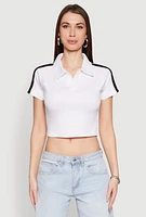 Womens Since 1984 Graphic Cropped Polo Shirt, White, Size M
