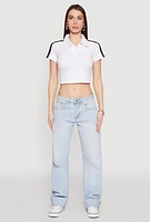 Womens Since 1984 Graphic Cropped Polo Shirt, White, Size M