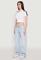 Womens Since 1984 Graphic Cropped Polo Shirt, White, Size M