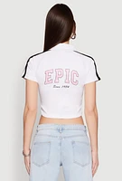 Womens Since 1984 Graphic Cropped Polo Shirt, White, Size M