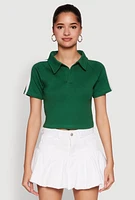 Womens Since 1984 Graphic Cropped Polo Shirt, Green,