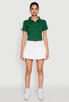 Womens Since 1984 Graphic Cropped Polo Shirt, Green,