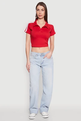 Womens Since 1984 Graphic Cropped Polo Shirt,