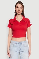 Womens Since 1984 Graphic Cropped Polo Shirt, Red, Size M