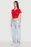 Womens Since 1984 Graphic Cropped Polo Shirt, Red, Size M