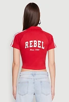 Womens Since 1984 Graphic Cropped Polo Shirt, Red, Size M