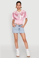 Womens Satin Smocked 23 Football Crop Top, Pink, Size S