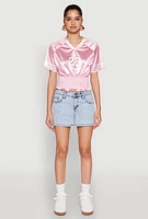 Womens Satin Smocked 23 Football Crop Top, Pink, Size S
