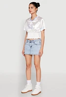 Womens Satin Smocked 23 Football Crop Top, White, Size XL