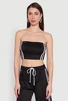 Womens Trendy Strapless Varsity Stripe Tube Top, Black, Size M