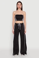 Womens Trendy Strapless Varsity Stripe Tube Top, Black, Size M