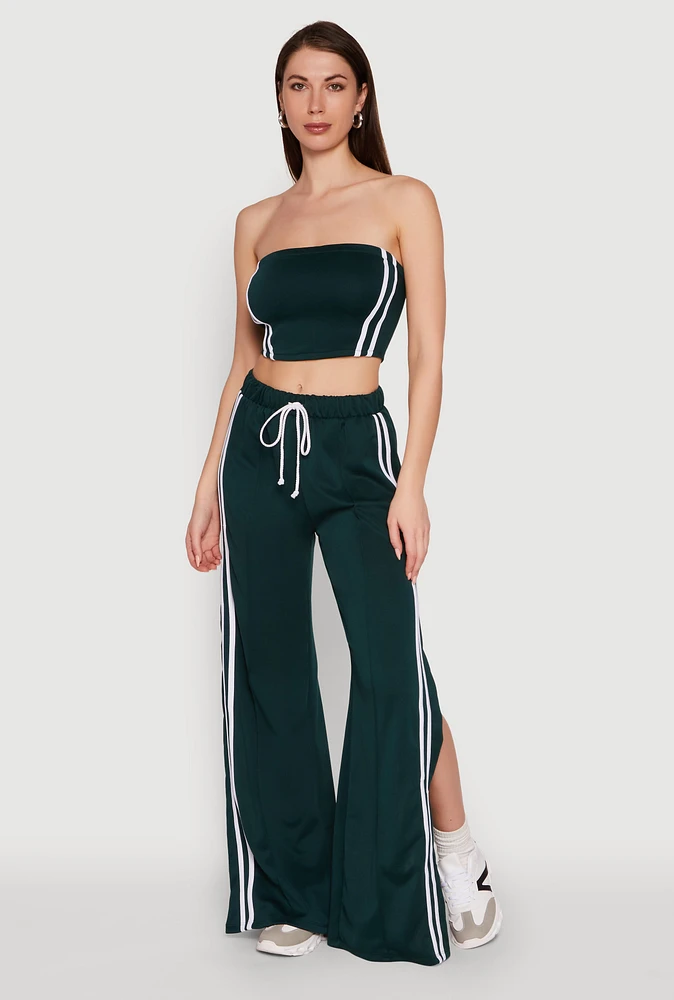 Womens Trendy Strapless Varsity Stripe Tube Top, M