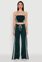 Womens Trendy Strapless Varsity Stripe Tube Top, M
