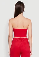 Womens Trendy Strapless Varsity Stripe Tube Top, Red,