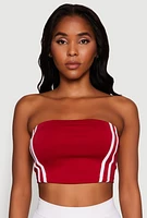 Womens Trendy Strapless Varsity Stripe Tube Top, Red,