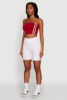 Womens Trendy Strapless Varsity Stripe Tube Top, Red,