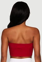 Womens Trendy Strapless Varsity Stripe Tube Top, Red,