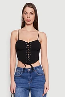 Womens Lace Up Bustier Top, Black, Size M
