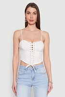 Womens Lace Up Bustier Top, White, Size L
