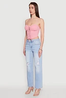 Womens Lace Up Bustier Top, Pink, Size M