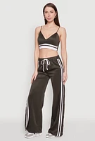 Womens Trendy Scuba V Neck Bralette with Contrast Trim,