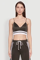 Womens Trendy Scuba V Neck Bralette with Contrast Trim,