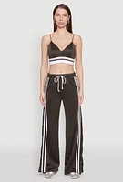 Womens Trendy Scuba V Neck Bralette with Contrast Trim,