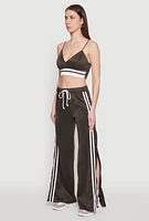 Womens Trendy Scuba V Neck Bralette with Contrast Trim,