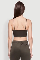 Womens Trendy Scuba V Neck Bralette with Contrast Trim,