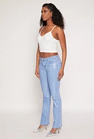 Womens Faux Pearl Rhinestone Bustier Top, White, Size M