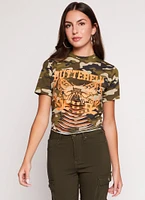 Womens Butterfly Wild Laser Cut Graphic Top,
