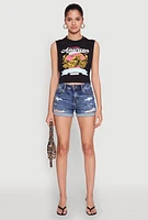 Womens Classic American Motorcycles Graphic Muscle Tank Top, Black, Size S