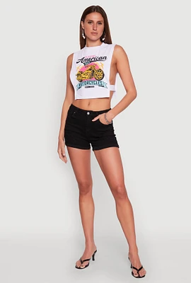 Womens Classic American Motorcycles Graphic Muscle Tank Top, White, Size L