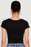 Womens Seamless Square Neck Crop Top, Black, Size S-M