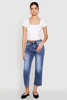 Womens Seamless Square Neck Crop Top, White, Size S-M
