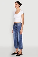 Womens Seamless Square Neck Crop Top, White, Size S-M
