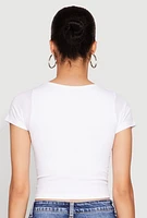 Womens Seamless Square Neck Crop Top, White, Size S-M