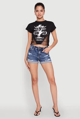 Womens Wild West Laser Cut Graphic Tee,