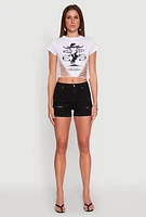 Womens Wild West Laser Cut Graphic Tee, White, Size S