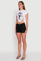 Womens Wild West Laser Cut Graphic Tee, White, Size S