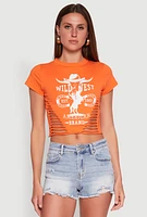 Womens Wild West Laser Cut Graphic Tee,