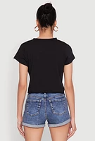 Womens Skull Laser Cut Graphic Tee, Black, Size S