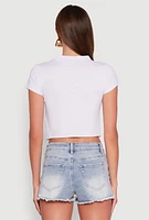 Womens Skull Laser Cut Graphic Tee, White,