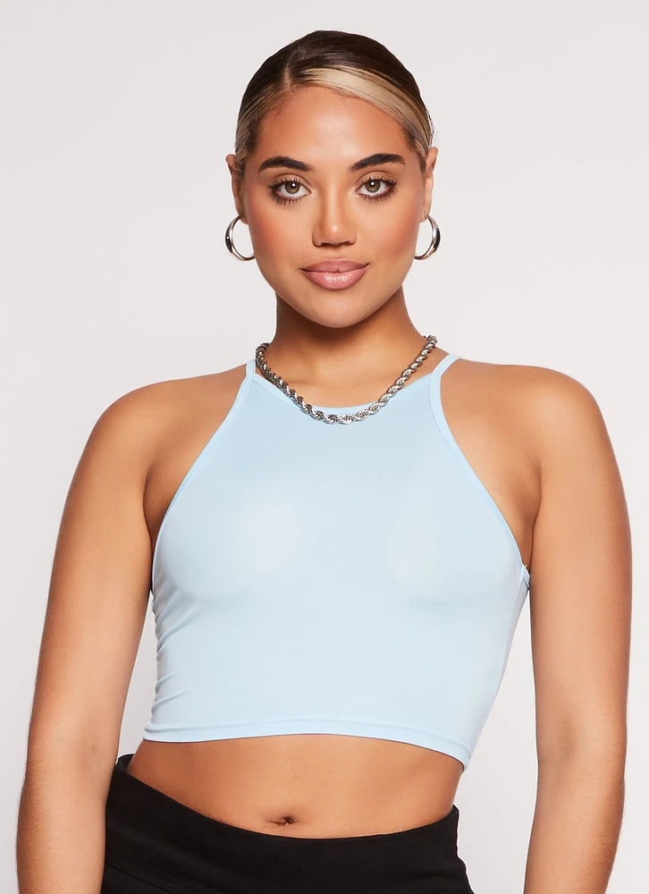 Womens Daisy High Neck Cropped Cami,