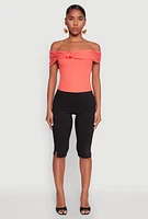 Womens Iris Off The Shoulder O Ring Top, Orange, Size L