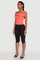 Womens Iris Off The Shoulder O Ring Top, Orange, Size L