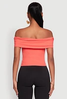 Womens Iris Off The Shoulder O Ring Top, Orange, Size L
